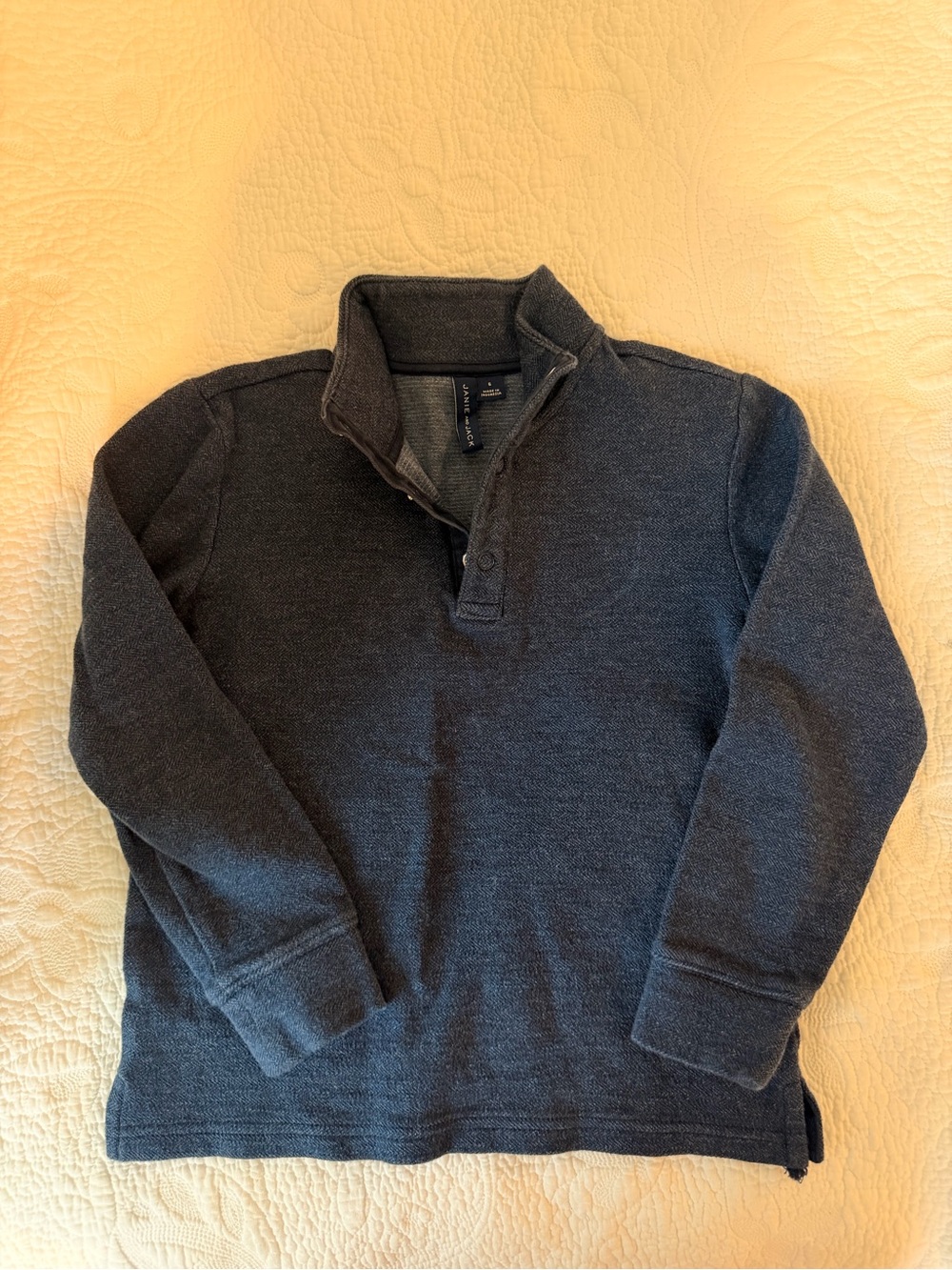 Janie and Jack Charcoal Gray Zip-Up Mock Neck Sweater